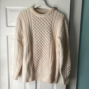 Like New The Woollen Market Ireland 🇮🇪 100% Merino Wool Cream Cable Knit Sweater